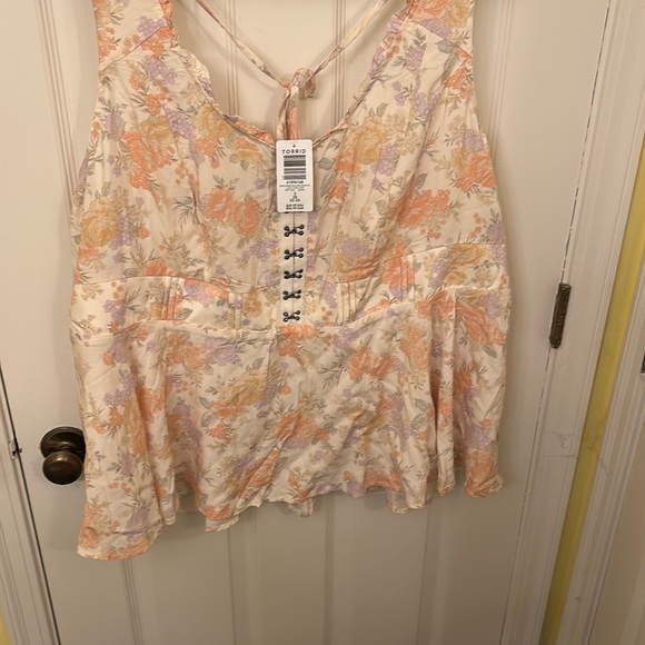 Torrid Babydoll Challis Corset Sleeveless Top NWT Size 3 - Picture 1 of 14